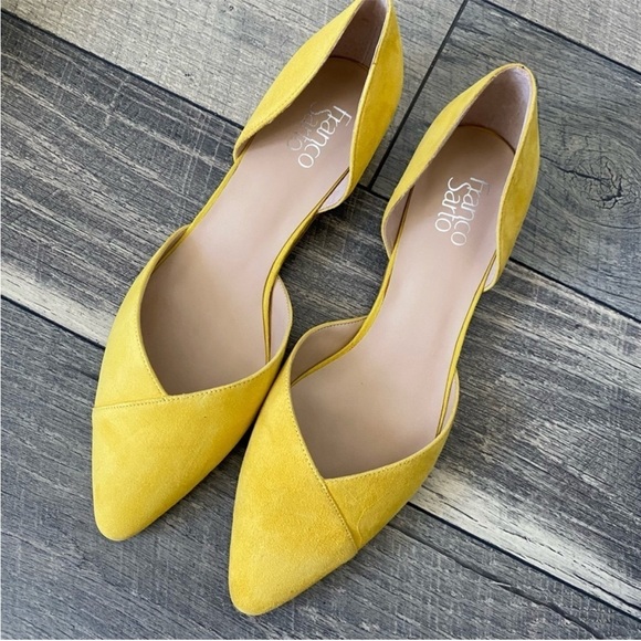 NWT Franco Sarto Sattara Yellow Suede Flats Spring Summer Office Size 11 - Picture 12 of 15
